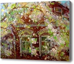 Картина Расцвела под окошкрм белоснежная вишня