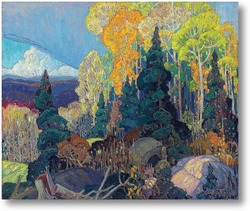 Картина Осень на склоне холма 
