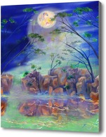 Картина Абстрактный пейзаж с луной