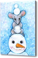 Купить картину Мышка и снеговик