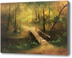 Картина Осенний пейзаж с мостиком