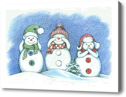 Картина Три мудрых снеговичка