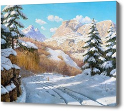 Картина Яркий зимний день в горах.