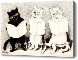 Картина Три кошки, читающие ежедневные газеты