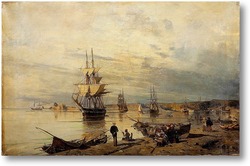 Картина Закат на берегу моря