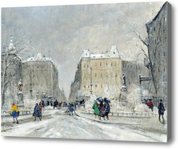 Картина Большой город в снегу