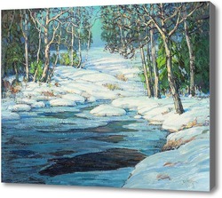 Купить картину Зимний пейзаж с ручьем
