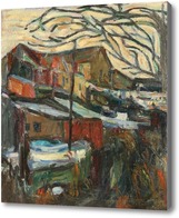 Картина Зима, задний двор