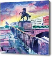 Картина Аничков мост в закате