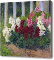 Картина Цветы перед забором