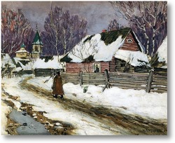 Купить картину Зима в деревне
