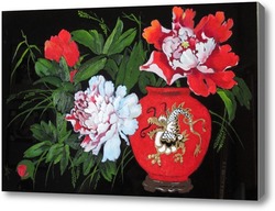 Картина Красный пион в китайской вазе