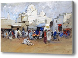 Картина Вид на мечеть, площадь Баб-Соика, Тунис