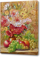 Картина Розы с фруктами