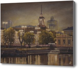 Картина Вечерний Екатеринбург, вид на Администрацию города