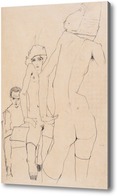 Картина Шиле с обнаженной моделью у зеркала