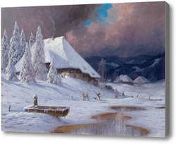 Картина Зимний пейзаж с восходящей Грозы.