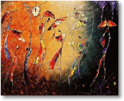 Картина Ночной танец с зонтиками