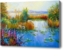 Картина Цветы у пруда
