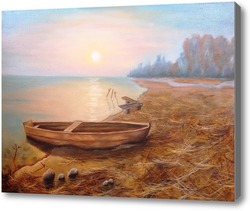 Картина Картина маслом. Рассвет на озере. Холст 40х60