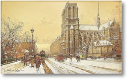 Картина Нотр-Дам в снегу 