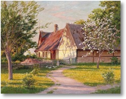 Картина Ферма с цветущими яблонями