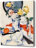 Картина Розы в белоголубой вазе, Пепло Сэмюэл
