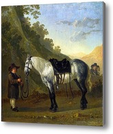 Купить картину Мальчик с серой лошадью