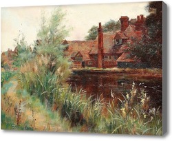 Картина Дома на берегу реки