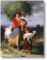 Картина Мать возвращается с детьми домой