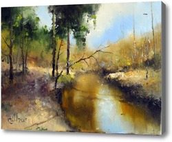 Картина Река Сходня в солнечный день. 23 марта.