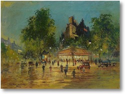Картина Парижская Улица ночью