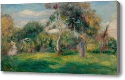 Картина Луг, деревья и женщины