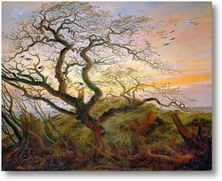 Купить картину Дерево с воронами и тумулус на балтийском побережье