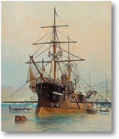 Картина Французский фрегат у берегов французской Ривьеры