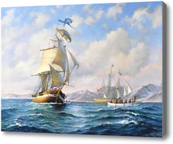 Купить картину Парусники в море