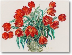 Картина Красные тюльпаны в вазе