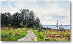Картина ПАРУСНАЯ ЛОДКА В ОТКРЫТОМ МОРЕ