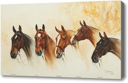 Купить картину Портрет пять лошадей