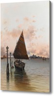 Картина Рыбацкая лодка на венецианском озере с Санта-Мария-делла-салют