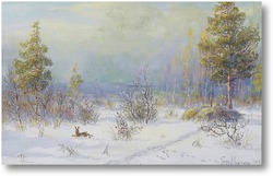 Картина Зимняя сцена охоты