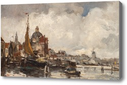 Картина Вид на Кепелькерк вдоль реки Зингель, Амстердам