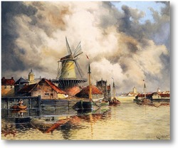 Картина Мельница на канале