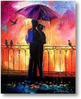 Картина Влюбленные под зонтом