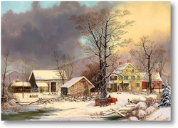 Картина Зима в стране, холодное утро, около 1863