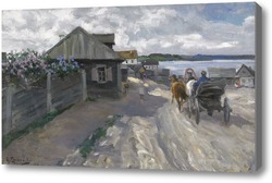 Картина Деревня на берегу