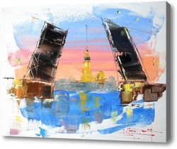 Картина Дворцовый мост и Петропавловская крепость