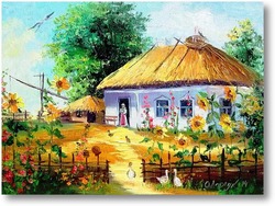 Картина Дом в селе