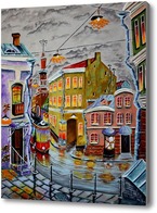 Картина Трамвай, умытый дождем