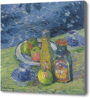 Картина Натюрморт с бутылками и фруктами